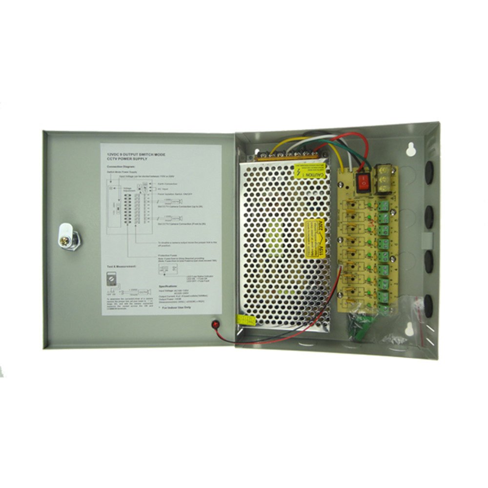 12V 15A 180W 9Channel CCTV Power Supply Box - Image 3