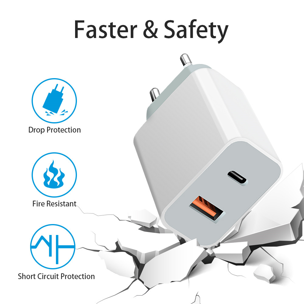 18W 2 Port Type C QC3.0 Fast Charger