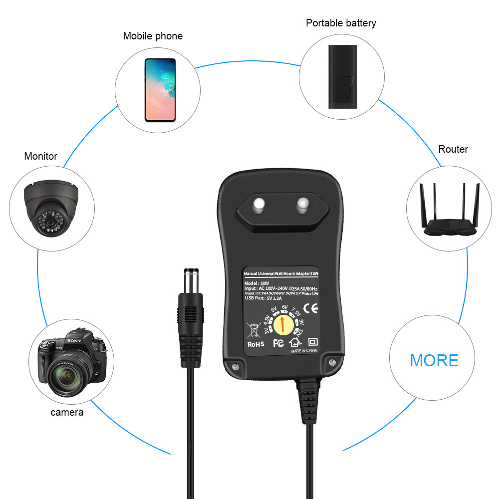 18w manual universal wall mount adapter charger - Image 2
