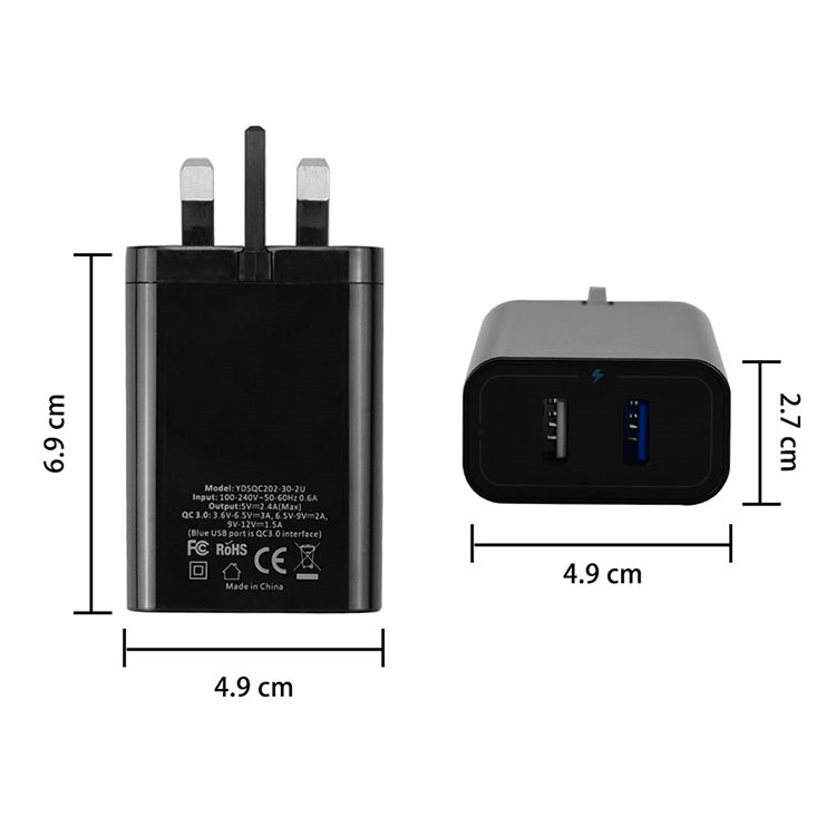 2 Ports Charger QC3.0 Fast Wall Charger - Image 4