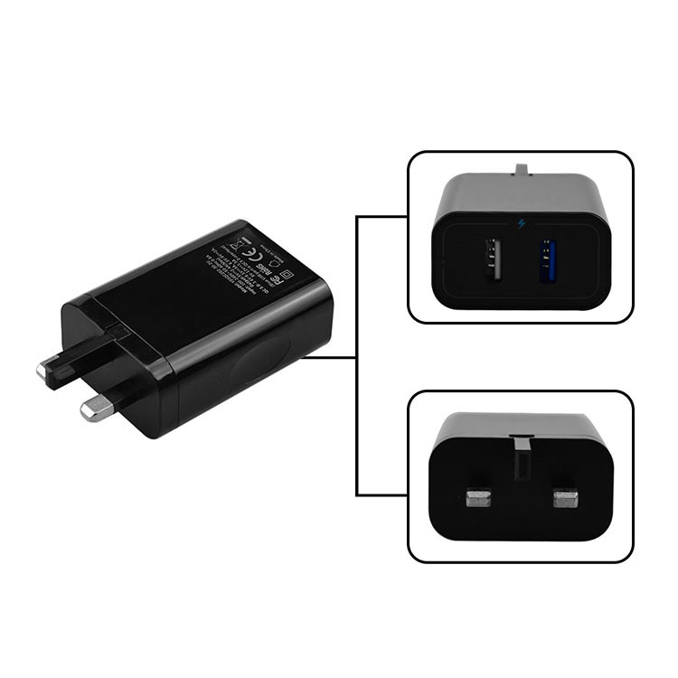 30W UK Plug Dual Port Usb Wall Charger