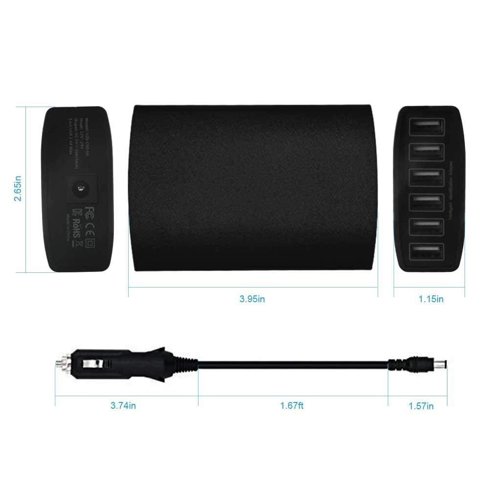 50W/10A 6-Ports USB Car Charger Adapter - Image 2