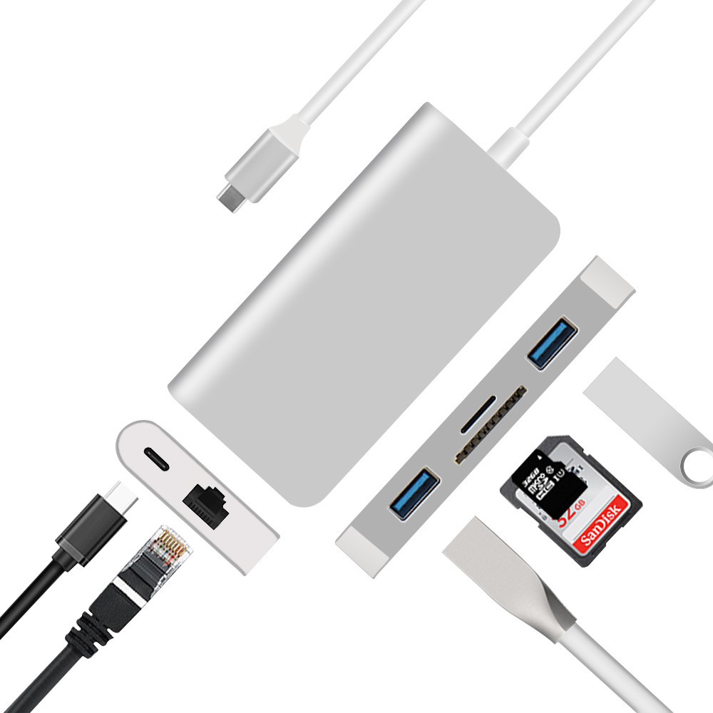 6 in 1 Type-C HUB USB3.0 Ports SD/TF/RJ45 - Image 6