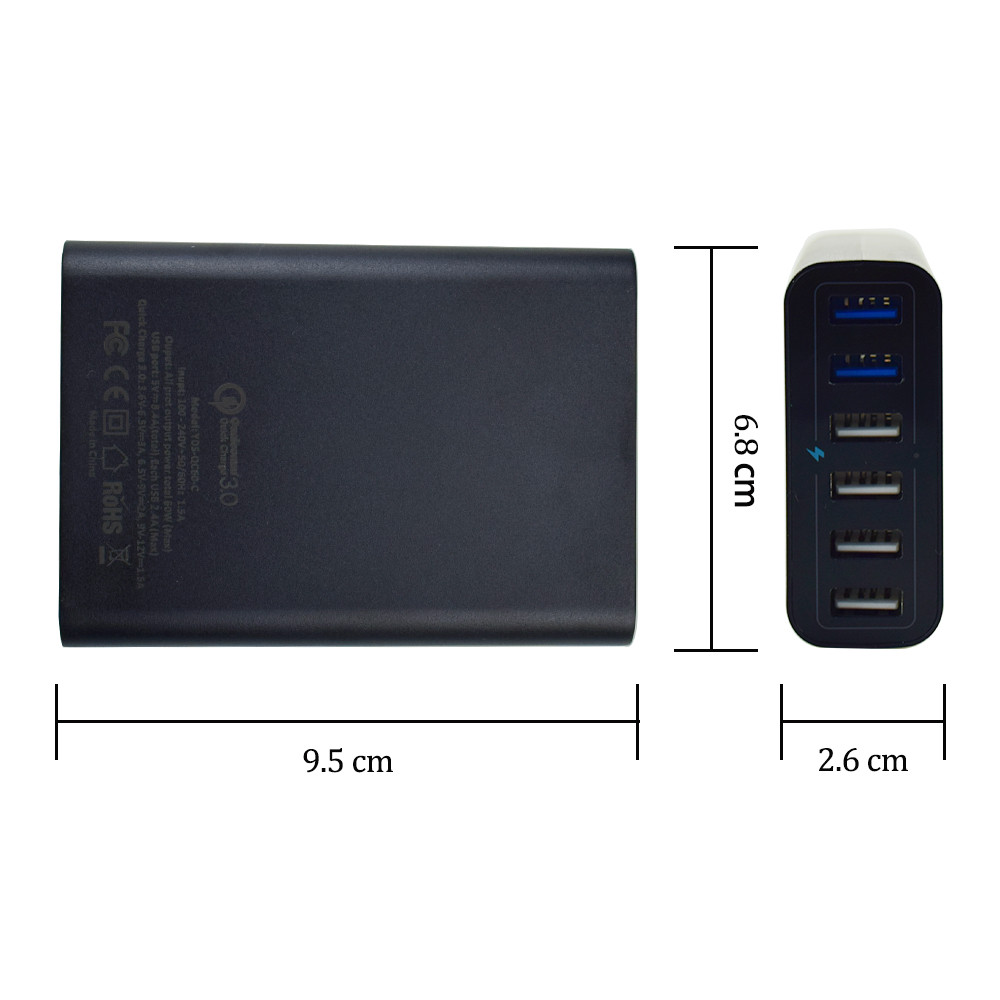 6-port 60W QC3.0 smart USB mobile phone Charger - Image 2