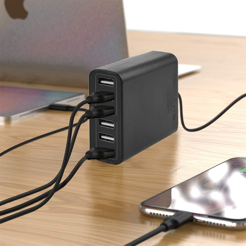 60W 6-Port USB Wall Charger Multi Charger Station - Image 2