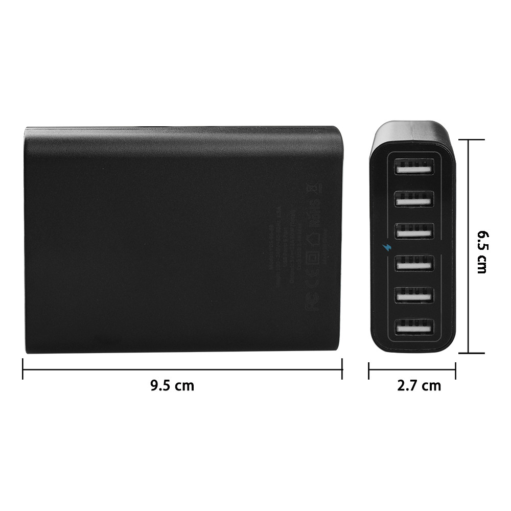 60W 6-Port USB Wall Charger Multi Charger Station - Image 3