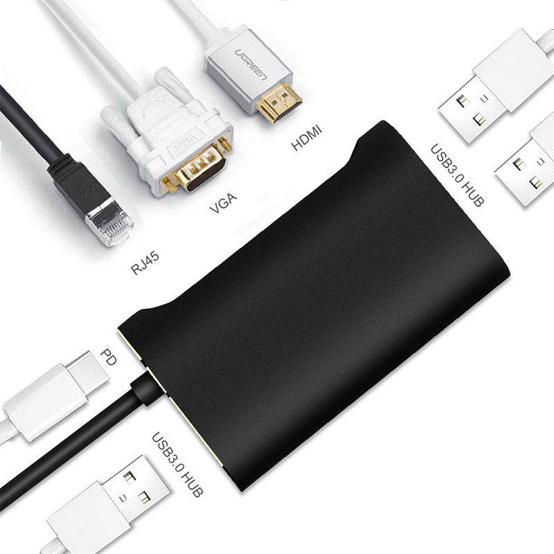 7-IN-1 Type-C USB HUB TO HDMI/3USB3.0/PD/VGA/LAN For Laptop - Image 4