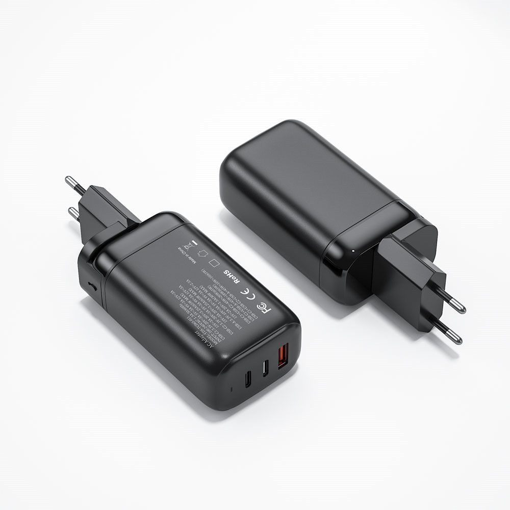 EU 65W 3-Port Foldable Fast Wall Charger Block - Image 2