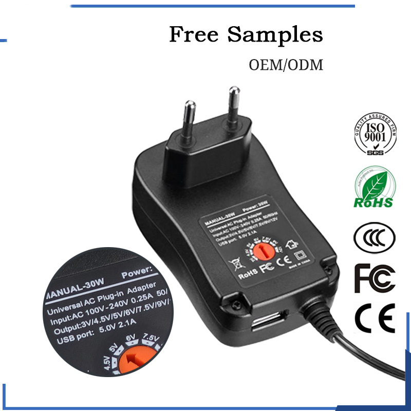 EU Plug 30W Universal Multi-Voltage Adjustable Adapter