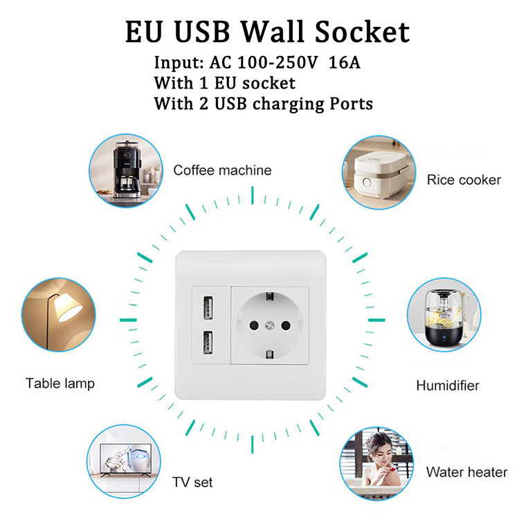 EU plug usb wall socket outlet - Image 3