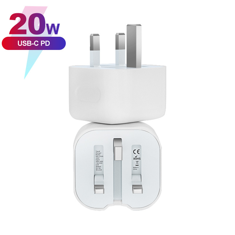 Folded UK Plug 20W USB-C Phone Wall Charger - Image 4