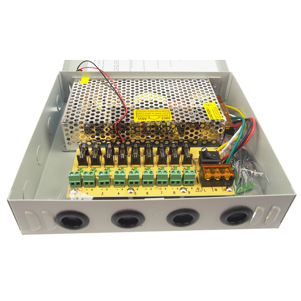 S-120-12 12V 10A 9CH CCTV Power Supply - Image 2