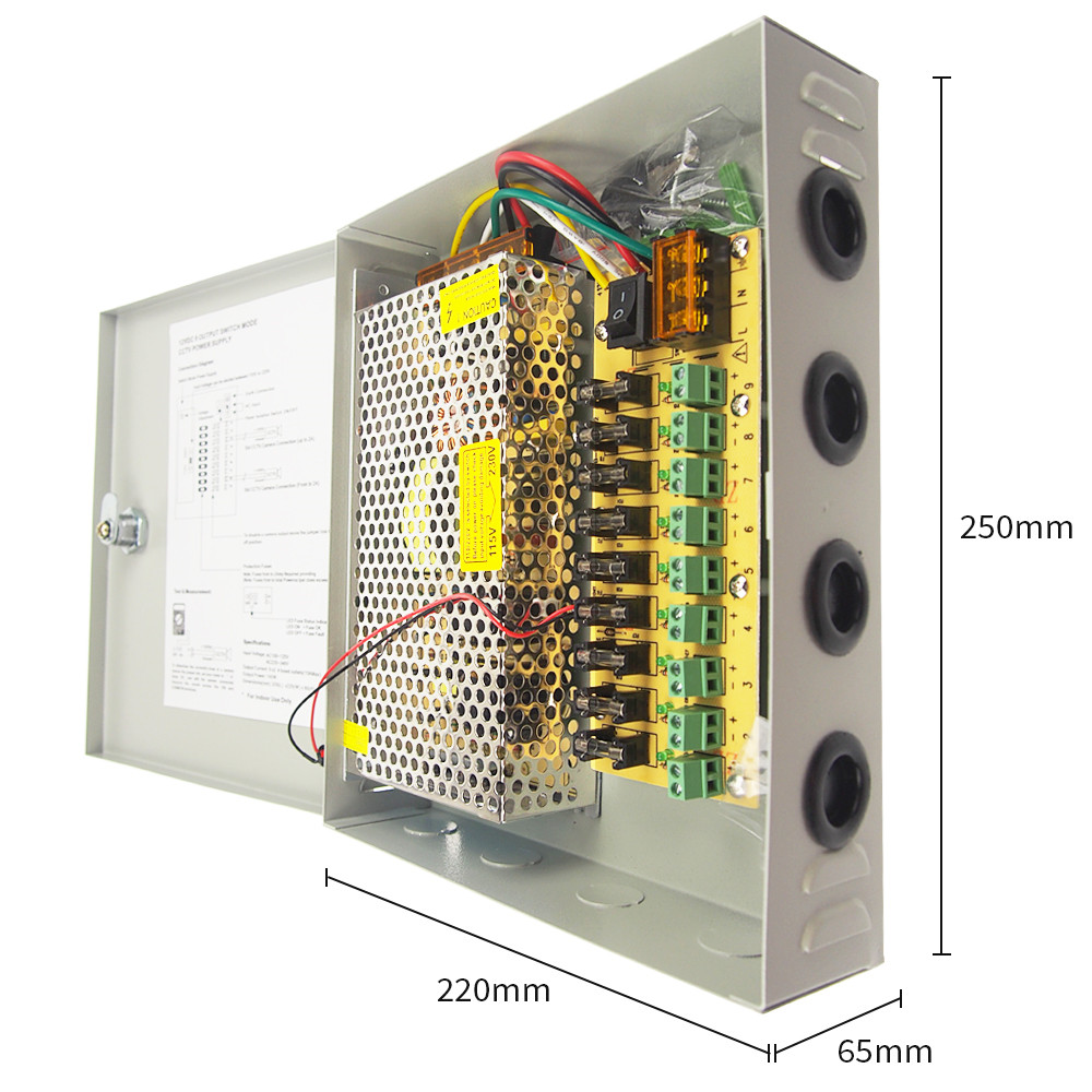 S-120-12 12V 10A 9CH CCTV Power Supply - Image 7