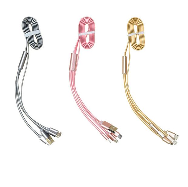 Three port data cable for smart phones