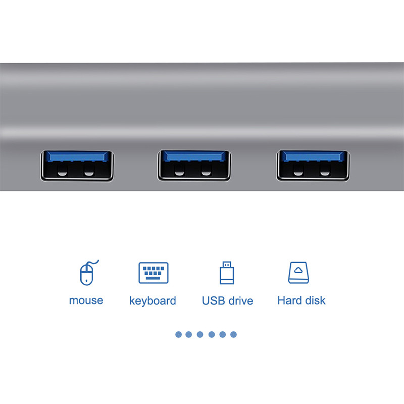 Type-C HUB TO HDMI(4K)+SD+TF+USB3.0*3+PD+VGA+LAN+DP+AUDIO - Image 2