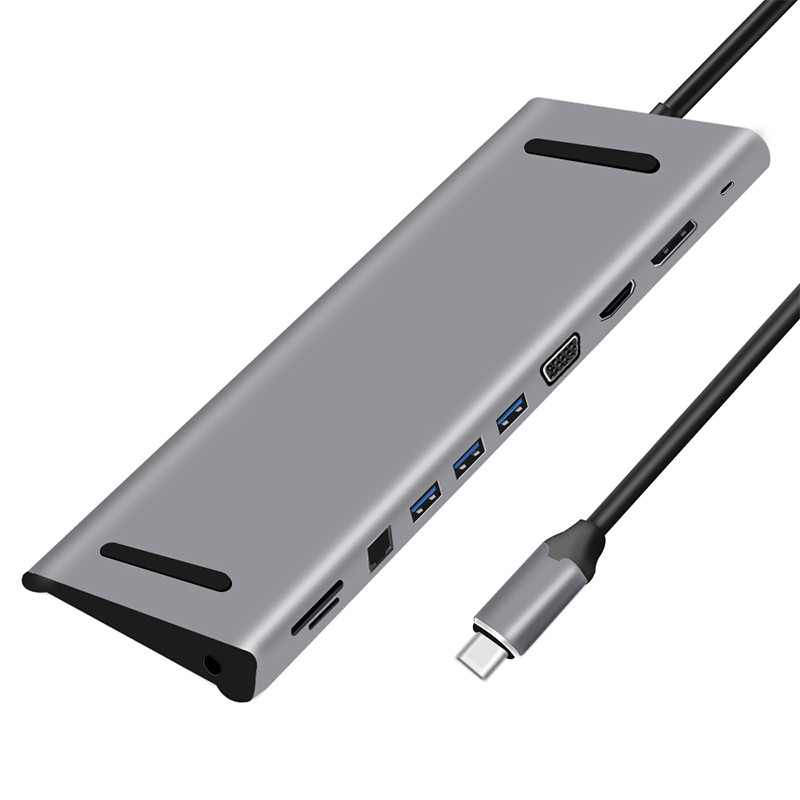 Type-C HUB TO HDMI(4K)+SD+TF+USB3.0*3+PD+VGA+LAN+DP+AUDIO - Image 5
