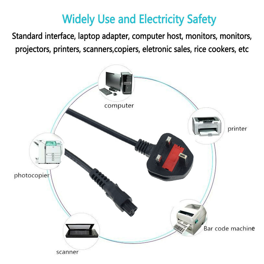UK cable 3 pin AC power cord - Image 4